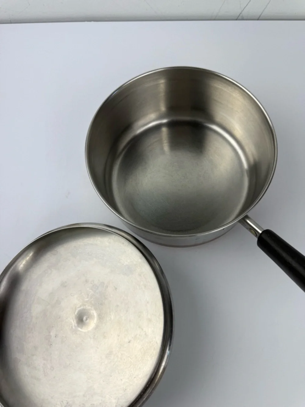 1801 Revere Ware 2 Qt Copper Bottom Pan Pot w/Lid Clinton IL USA Stainless